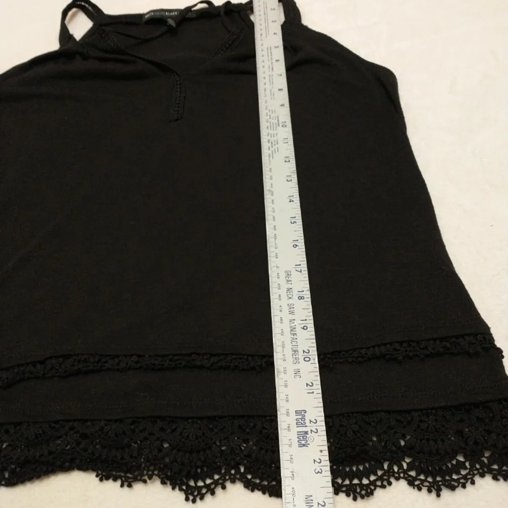 White House Black Market Black Crochet Trim Top